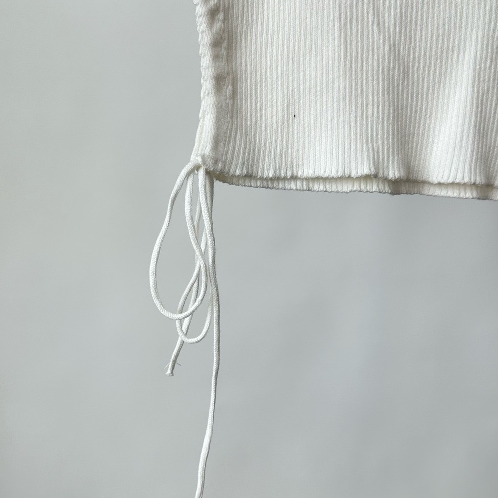 NWT!! ZARA Cropped Sleeveless Knit Top Side Ties Basic Tank Top in White Size-M - Picture 9 of 10